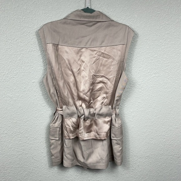 All Saints Aiya Sleeveless Cargo Utility Vest Jacket Gilet Beige Sz 6 - Picture 3 of 15